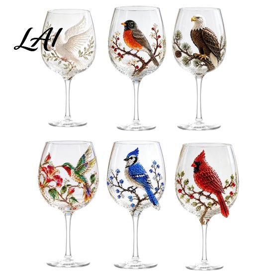 Spring Flower Theme Drinkware 3D Hummingbird Stemless Goblet Floral Pattern Elegant Decorative Glass Drinking Glasses for Tea Cup Garden Inspired