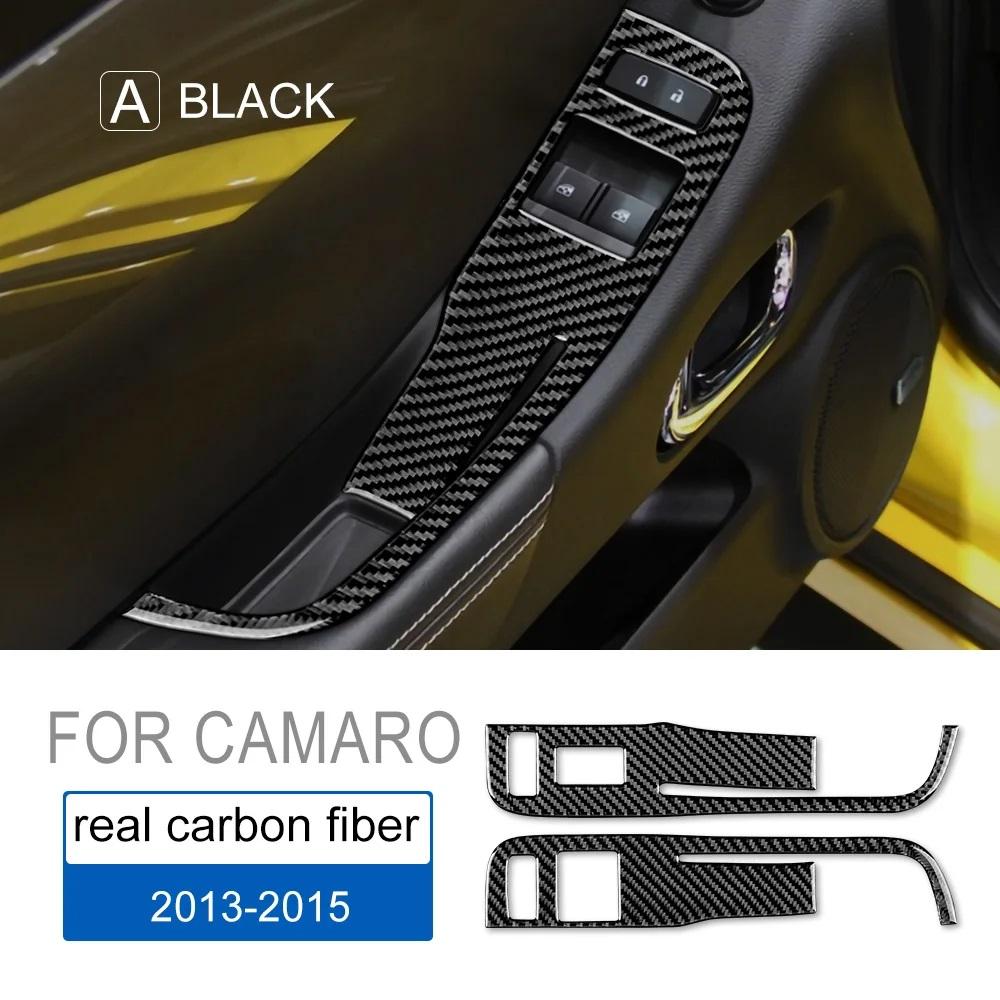 Carbon Fiber for Chevrolet Camaro 2013 2014 2015 Accessories Interior Trim Door Window Lifter Control Switch Panel Cover Sticker