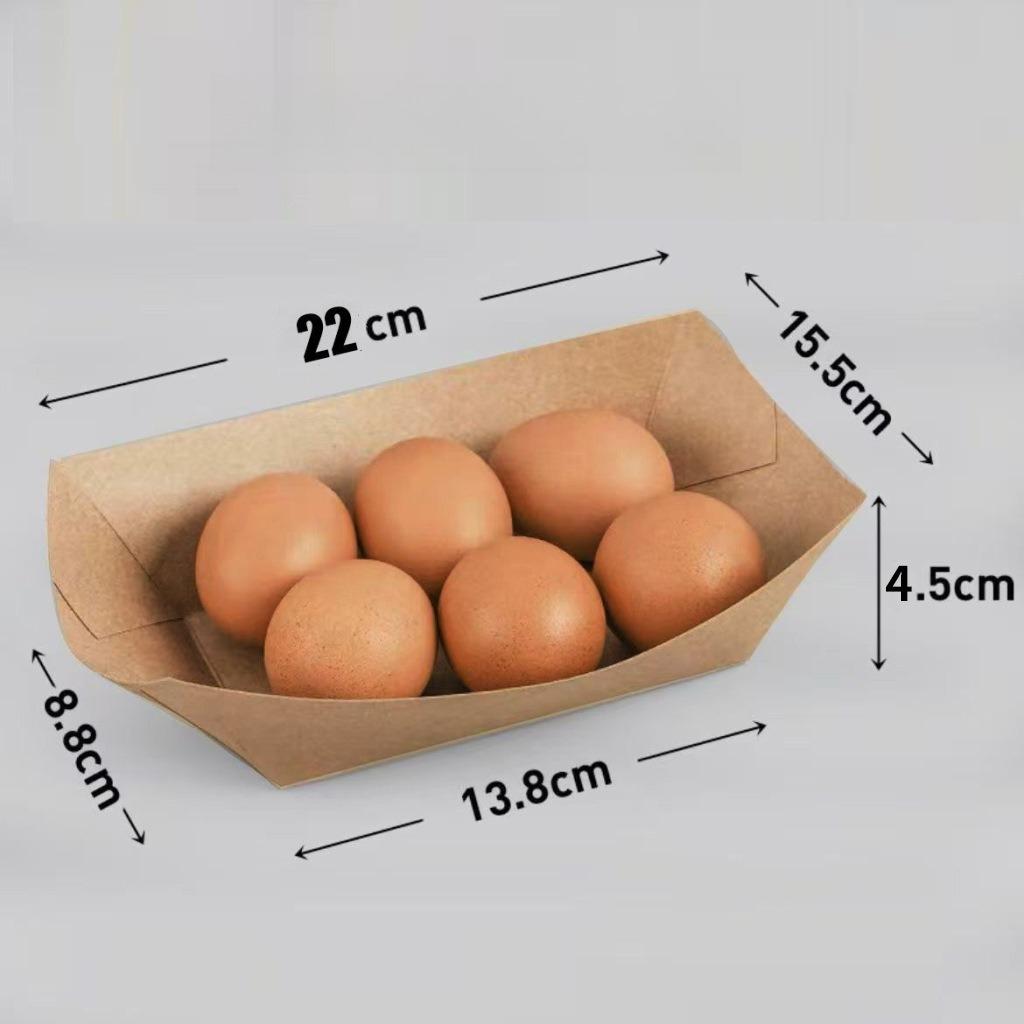 Kraft Paper Food Tray Heavy-duty Food Boat Trays Disposable Service Basket for Fried Chicken Snacks Fries Tacos BBQ Party Tableware Kitchen Tools