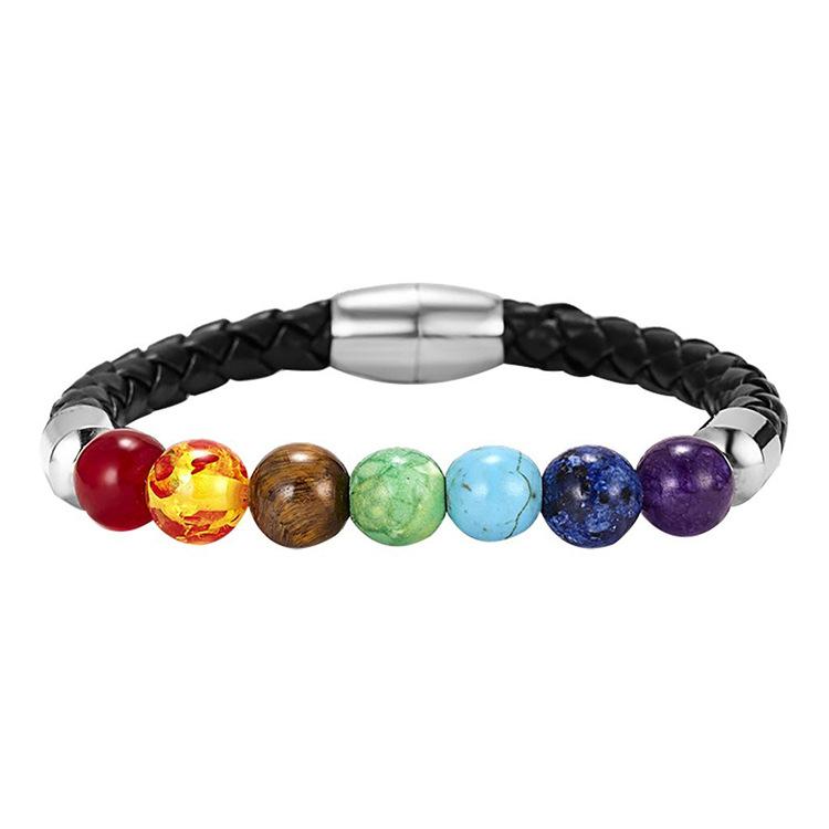 1pcs Bracelet For Men And Women Volcanic Stone Hand Beaded Colored Stone Stretch Hand Zircon