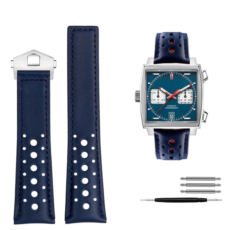 ONE22mm Příslušenství k hodinkám Pro TAG Pro HEUER Řemínek MONACO CARRERA Náramek Matná teletina Kvalitní kožený řemínek k hodinkám NáramekMN