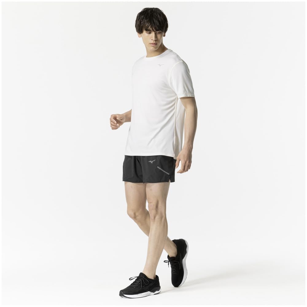 Mizuno Running Wear Dry Stretch Reflective Black Pants, Sweat-Absorbent, Quick-Drying, Stretch, Print, J2MBB005, Men's,