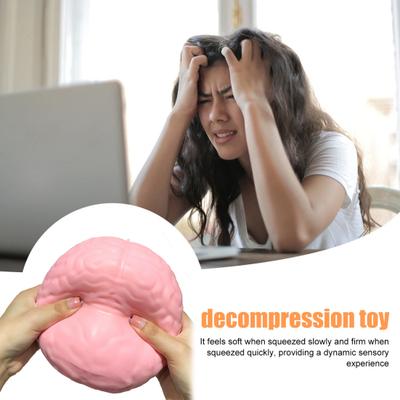 1/2Pcs Giant Simulation Brain Squeeze Toy Stress Relief Pink Brain Sensory Toy Decompression Slow Rising Realistic Brain Fidget Toy