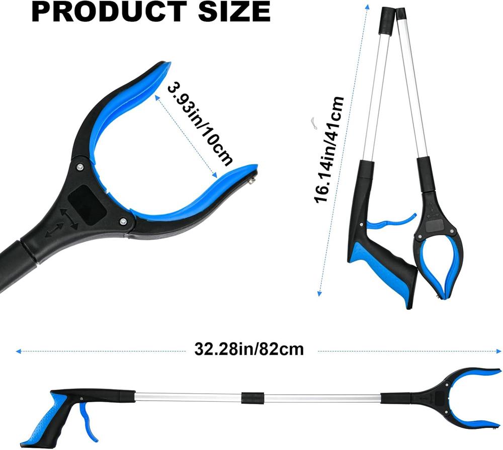 Grabber Reacher Tool Foldable Reacher Grabber Pickup Tool with 360° Anti-Slip Rotating Jaw & Magnet, Mobility Aid Reaching tool
