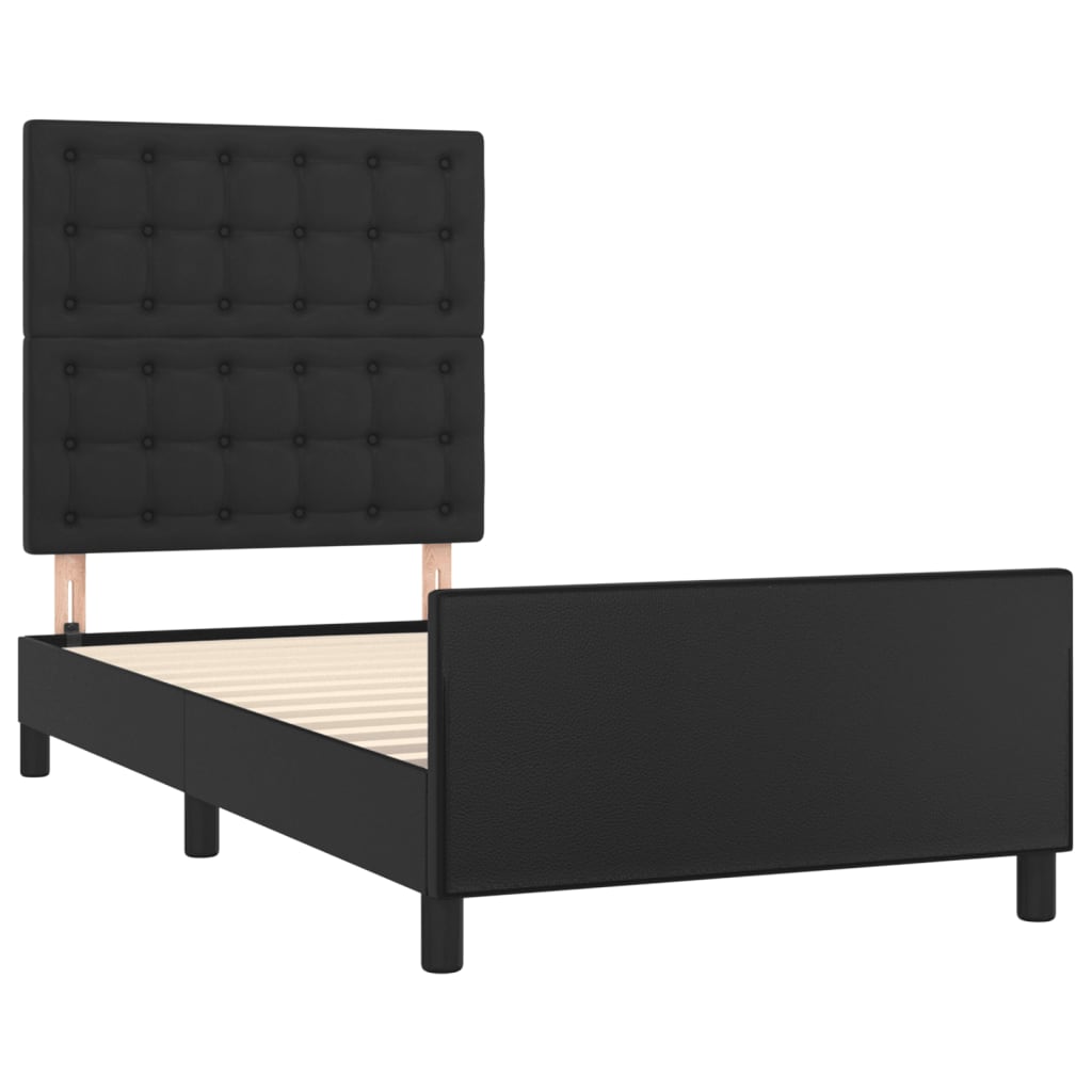 Bed Frame with Headboard Black 90 x 200 cm Faux Leather