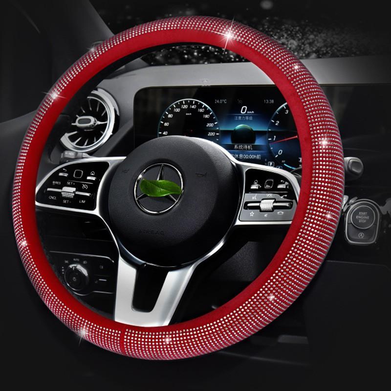 Universal Crystal Rhinestone Steering Wheel Cover Cars - Full Drill Design All-Season Use Sporty Style Fits 38cm Diameter