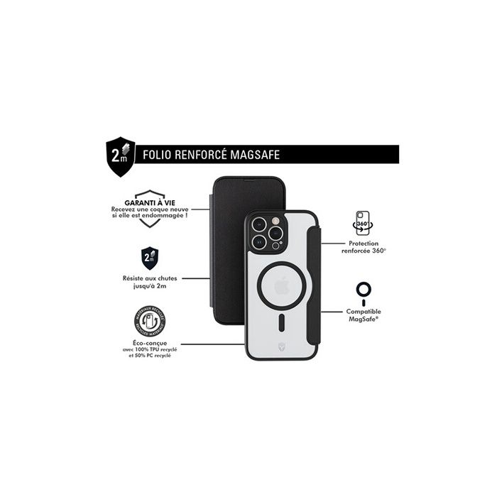 Coque Et Étui Téléphone Mobile Forcecase Folio Magsafe IP16 Pro Noir