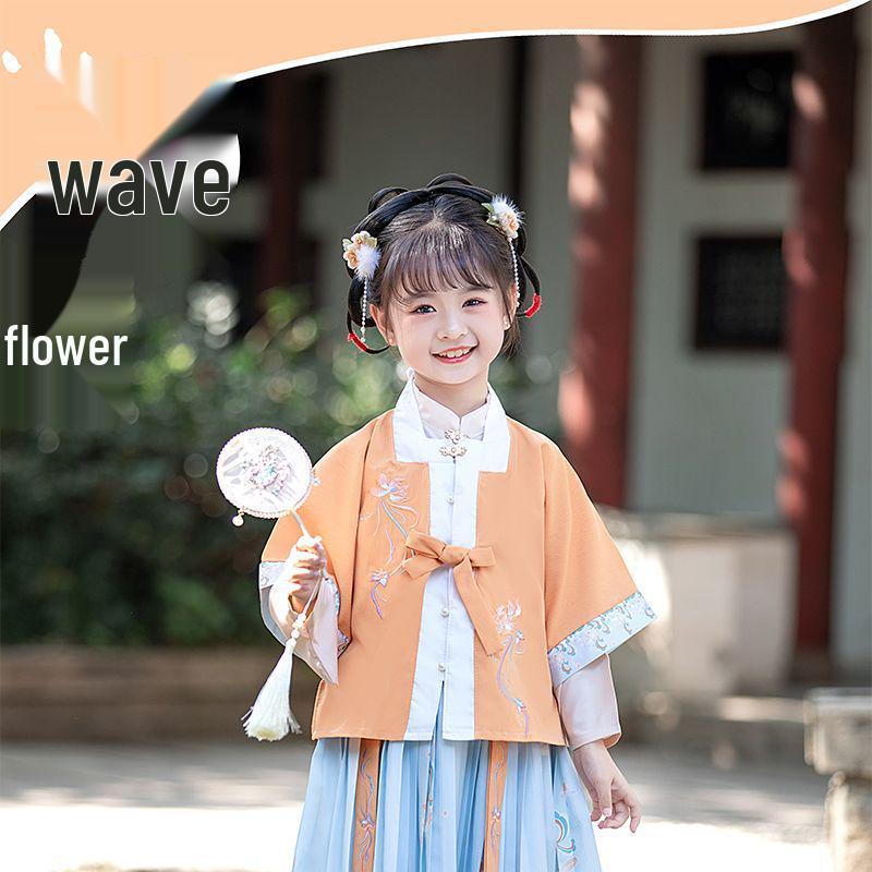Girls' Hanfu Three-Piece Set - Super Fairy Spring/Summer Ancient Tang & Ming Style