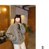 American Retro Gray Wool Blend Stand Collar Jacket - Women's Casual Autumn/Winter Top