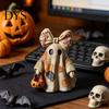 Osvětlená lucerna duchů Halloweenská patchworková figurka, Rozsvěcující mašli s dýňovou ozdobou na krbovou římsu, Lampa duchů Dekorace pro sváteční párty noc