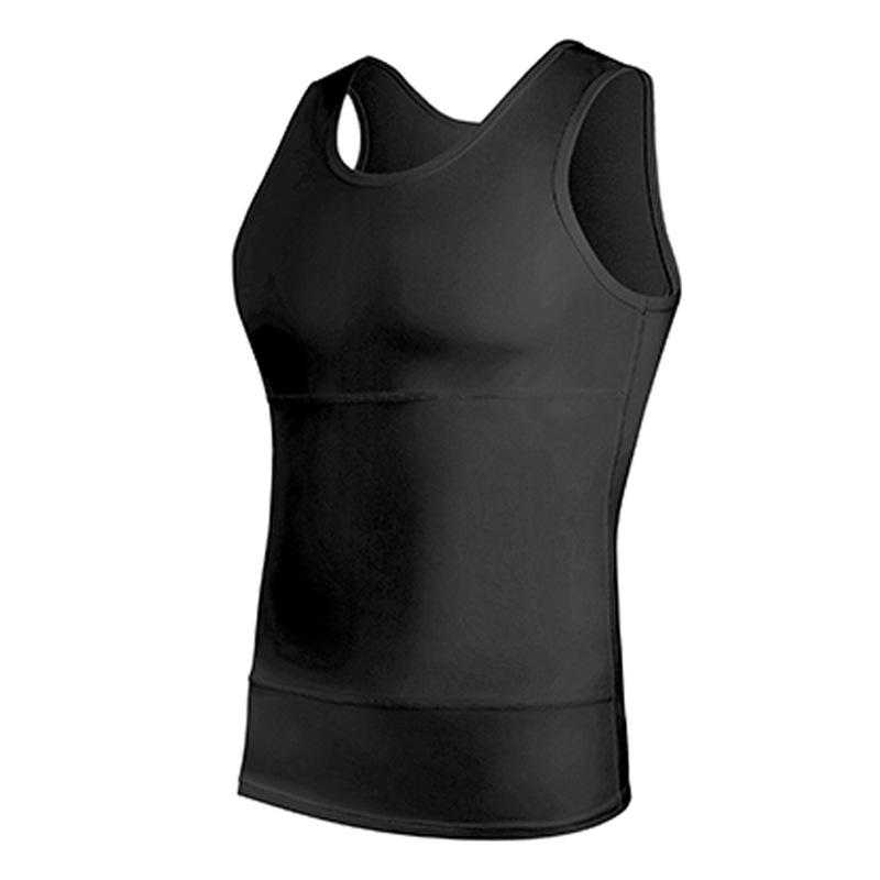 

TikTok Style Men s Slimming Vest: High Elastic Fitness Chest Binder & Abdomen Control Sleeveless Body Shaper. 3XL чёрный
