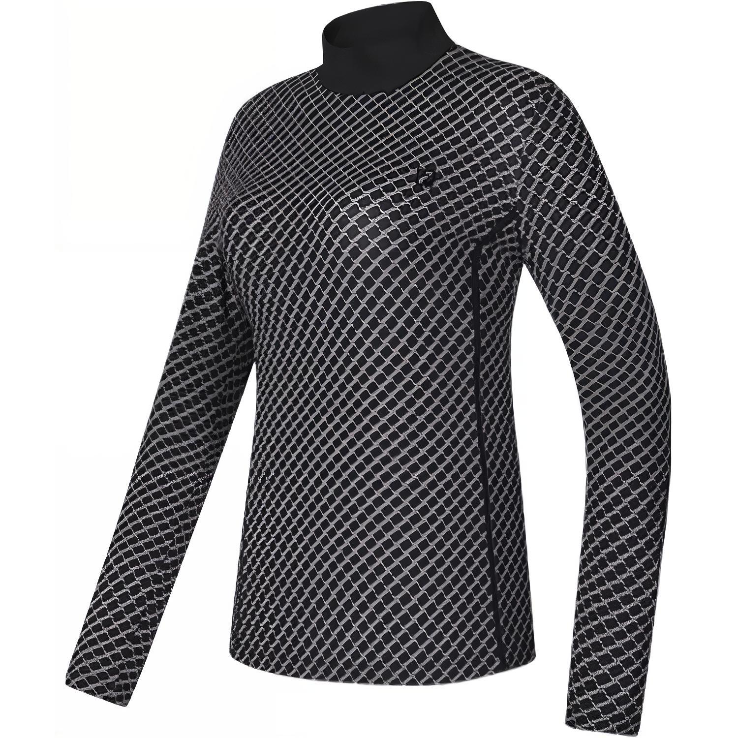 

FILA SS24 All Over Print Mock Neck Long Sleeve Knit Top Women tops Black A11W415215F-ZA M