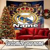 Custom Name Personalized Real Madrid Football Print Tapestry, Wall Art Decor, Bedroom, Dorm, Apartment, LivingRoom, Party Backdrop, Gift for Birthday
