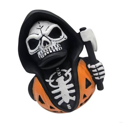 Unique Skeleton Decoration Holding Harvest Scythe Festival Resin Craft Ornament HX6C