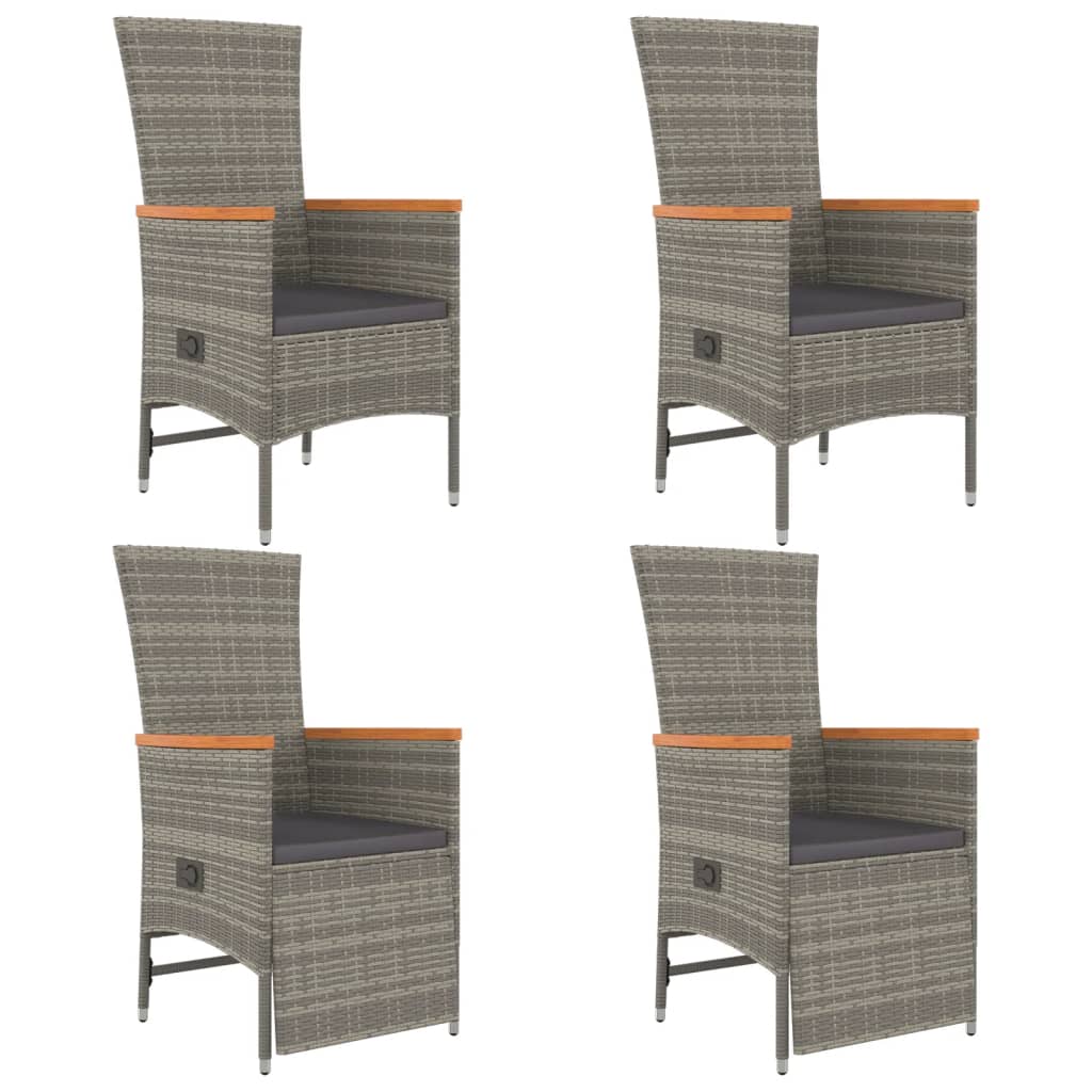 Vidaxl 5-Cz. Garden Furniture Set With Cushions, Grey, PE Rattan