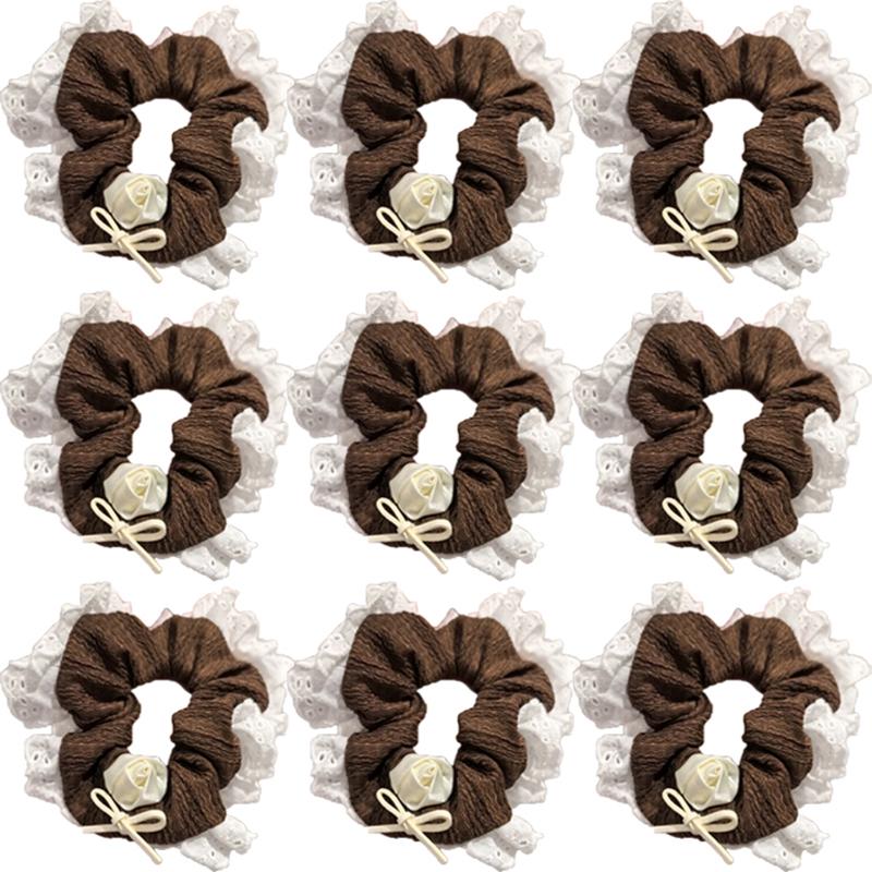 Fabric Lace Flower Edge Hair Ring Cute and Sweet Korean Style Scrunchie Hair Accessories