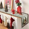 1Pc Christmas Table Runner - Festive Holiday Design With Nativity Scene, Snowflakes & Red Berries,Perfect For Home Kitchen Decor
