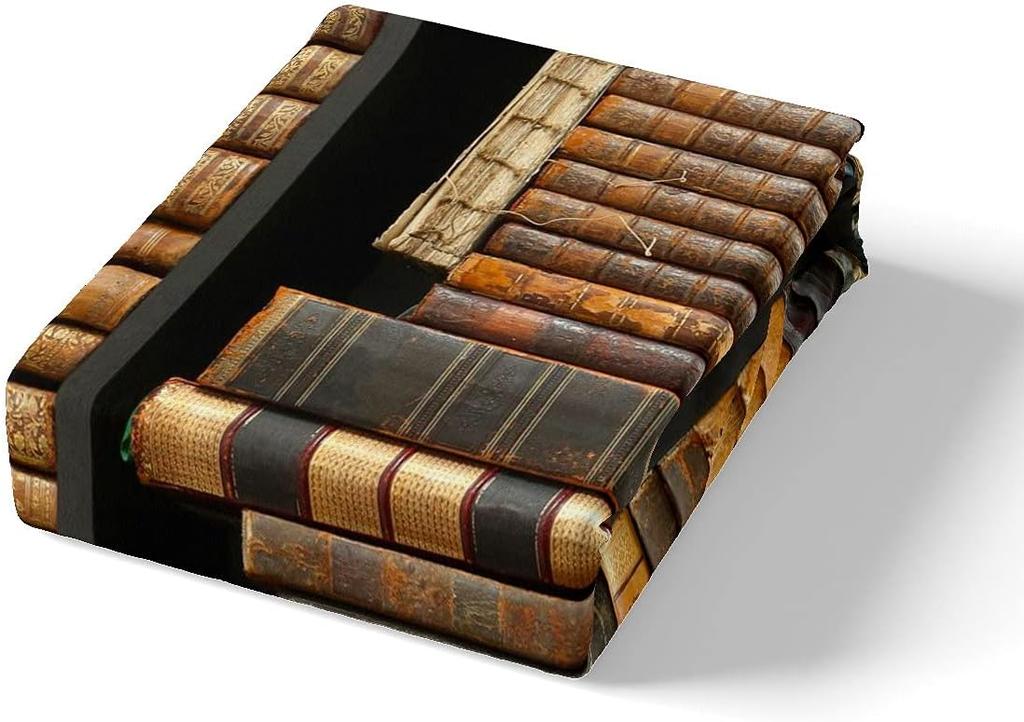 Vintage Books Bedding Set 3D Bookshelf Bedclothes King Kids Boys Brown Book Print Duvet Cover Set of 2 Pillowcases