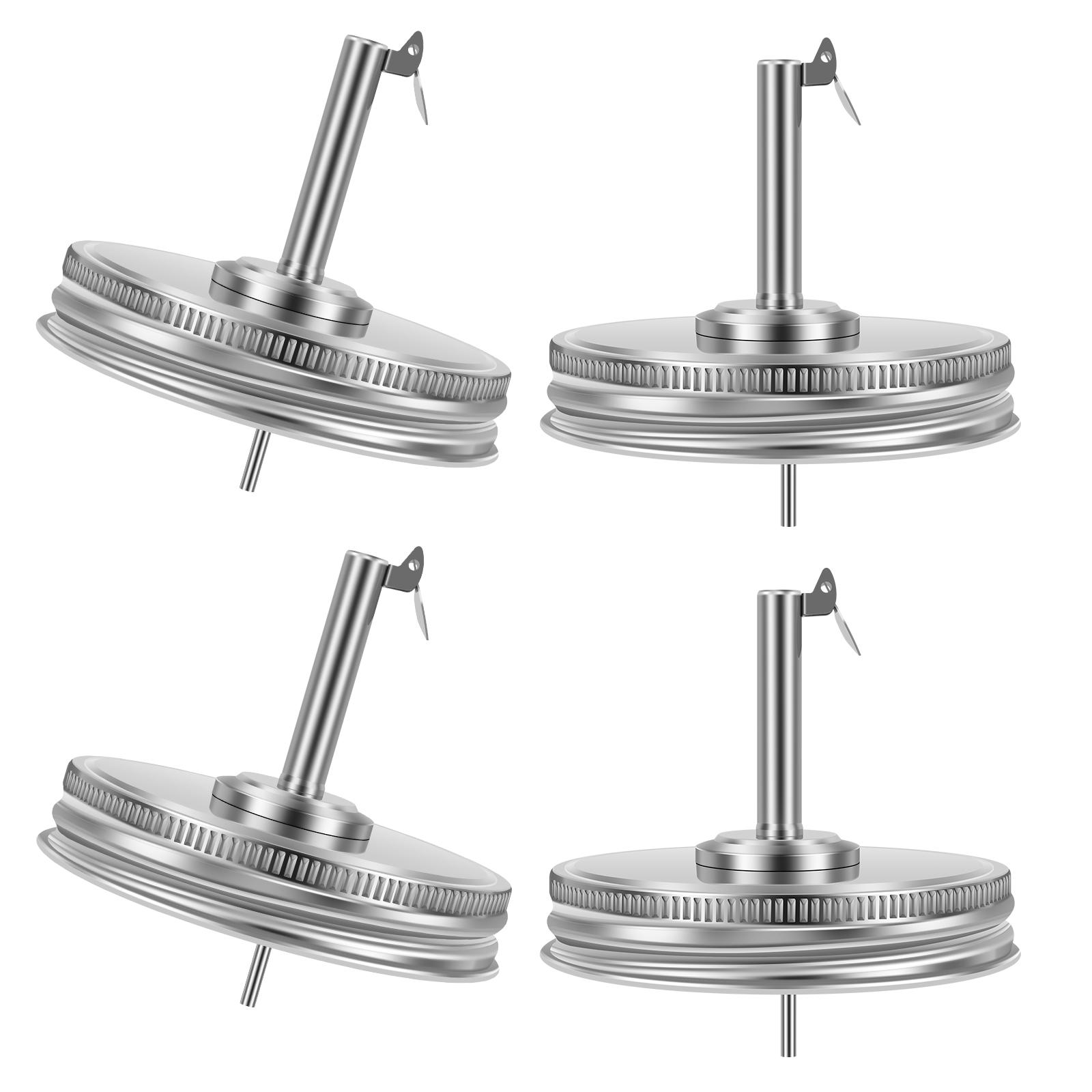 

4Pcs Reusable Stainless Steel Mason Jar Lids for Wide Mouth Jar Leak-proof Seal Bottle Cover Spout Lid Good Seal Kitchen Tool