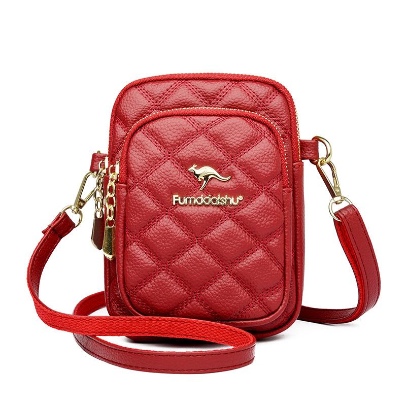 Special Fashion New Diamond Mobile Phone Bag Soft Leather Texture Casual Oblique Span Bag Women
