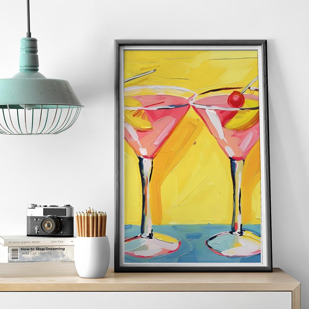 1ks Moderní Kočka Pije Víno Vtipné Zvíře Rostlina Plakát HD Plakáty Domácí Pokoj Bar Kavárna Dekorace Umění Nástěnná Malba Obrázek