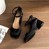 Block Heel High Heels Women's French Platform Ballet Shoes