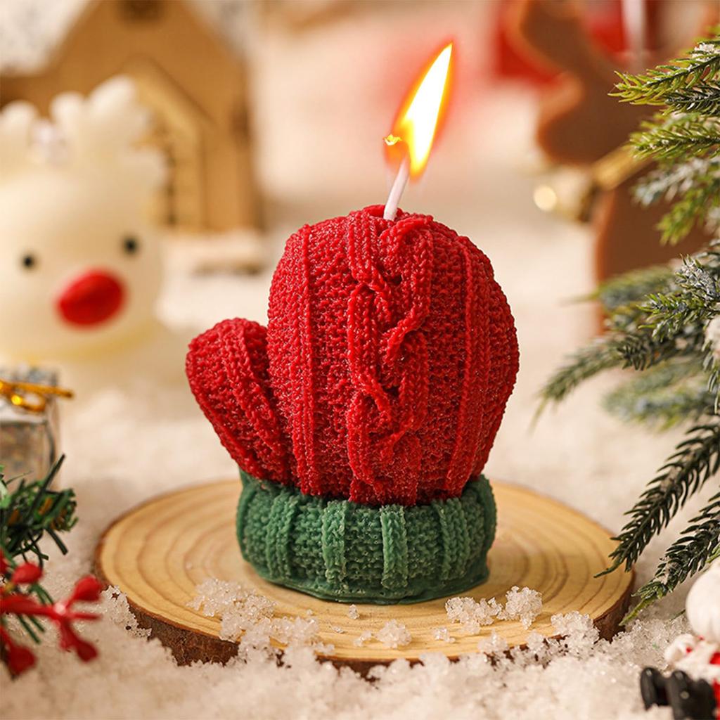 1/2pcs Christmas Woolen Gloves Shape Candle 3D Scented Candle Aromatherapy Soy Wax for Wedding Party Gift New Year Home Decor