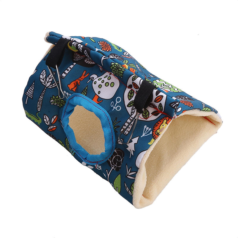 

Autumn Winter Parrot Nest House Comfortable Hammock Hanging Cage Plush Thickened Sleeping Bed Cave For Bird Pet Accessories S синій