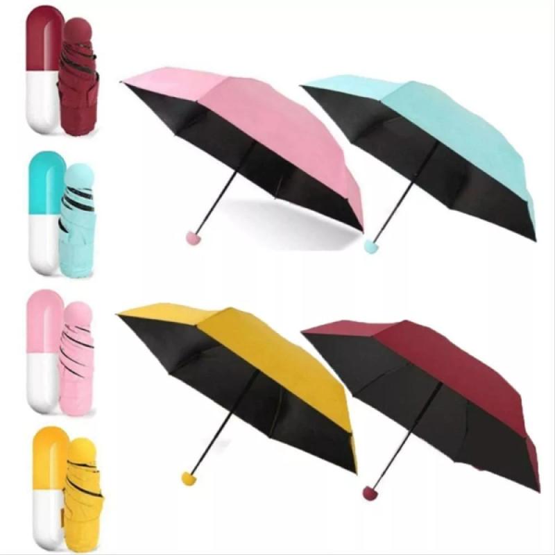 Folding Capsule Small Umbrella Pill Package Portable Travel Sunny Day Rainy