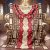 1pc 2D Retro Ethnic Style Red Floral Theme Pattern Flannel Blanket, Soft HD Digital Print Cooling Blanket Suitable for All Seasons! Soft And Breathabl