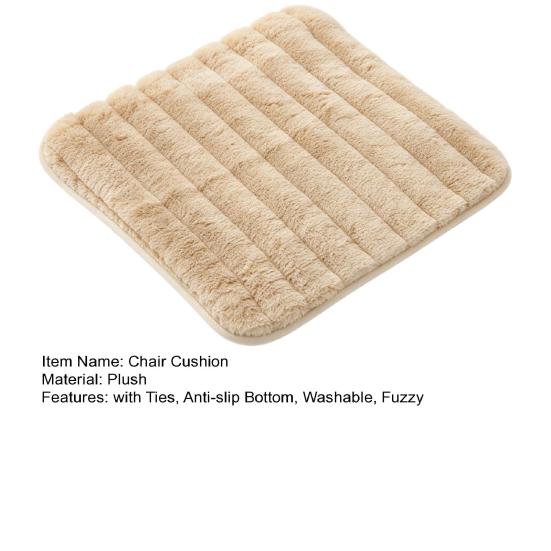 Soft Plush Pad for Kitchen Chairs Chair Cushion with Ties, Fuzzy Seat Anti-slip Office Bottom, Warm Fluffy Winter Mat Dining Skin Friendly Home