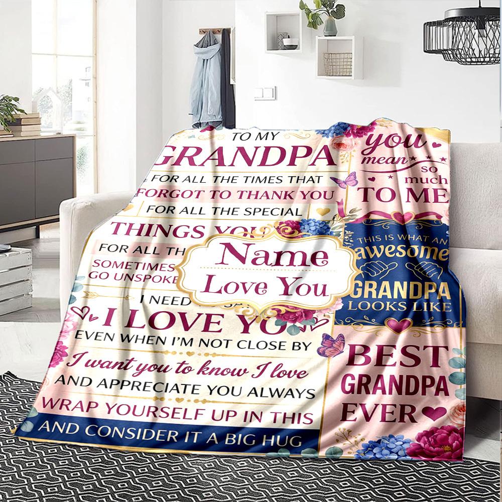 Grandpa Appreciation Collage Customize Your Name Blanket Warm Comfortable And Soft Blankets Are Suitable For Home Lunch Break Blanket Office Sofa Sofa