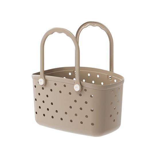 

Корзина для хранения с дренажными отверстиями Контейнер для хранения Большая вместимость Эргономичная ручка Органайзер для ванной комнаты общежития дома коричневый