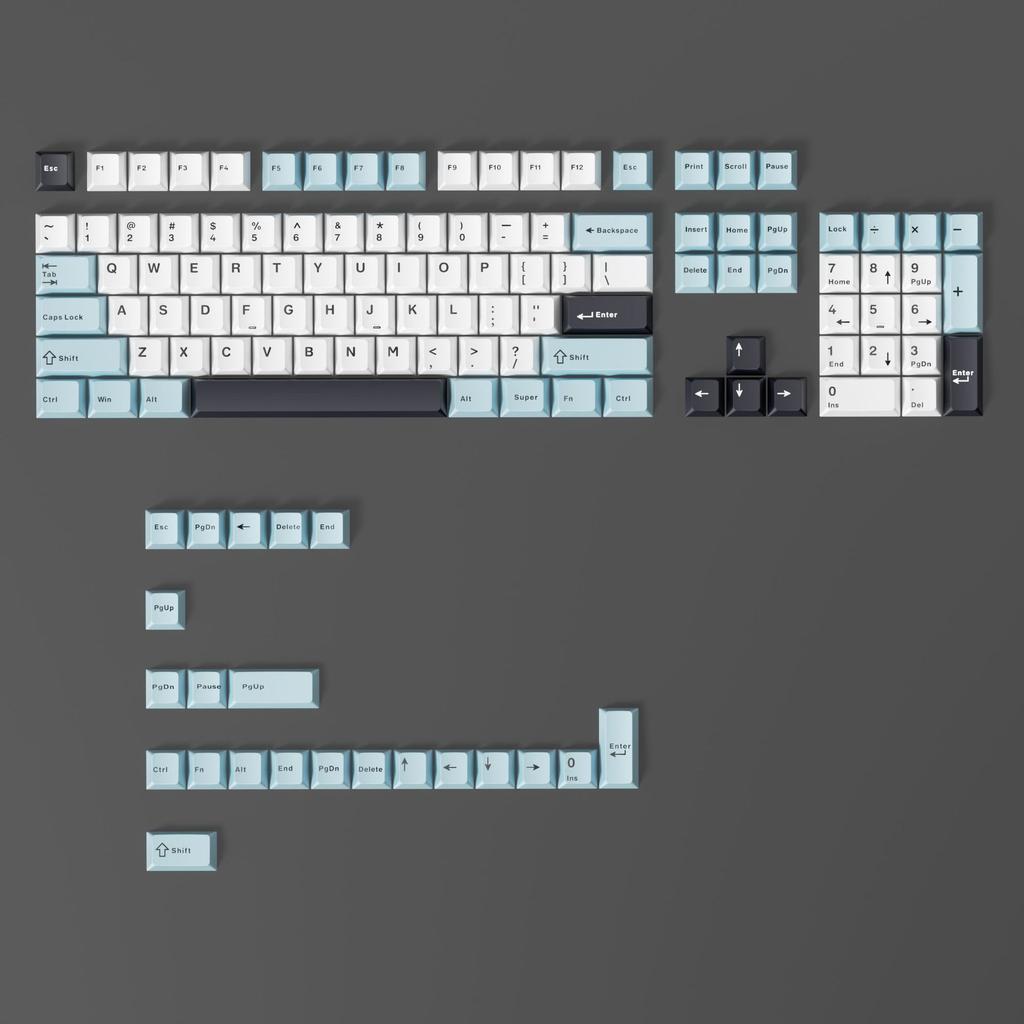 114 Keys Ink Blue Double Shot PBT Keycaps Cherry Profile Custom Keyboard Key Caps for Gateron MX Switches Gaming Keyboards