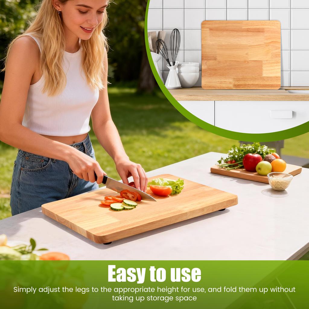 RV Sink Cover Cutting Board Adjustable RV Cutting Boards Wood Camper Chopping Board with Non Slip Adjustable Legs for RV Boats