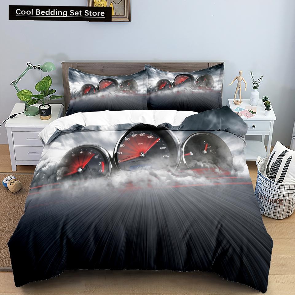 3D Car King Queen Duvet Cover Vintage Lightweight Train Bedding Set for Teens Adult Racing Supercar 2/3pcs Polyester Quilt Cover
