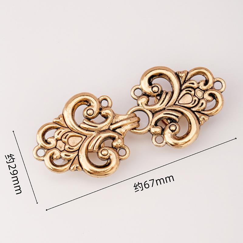 Hollow Metal Clasp for Qipao/Hanfu Collar, Frog Button for Coats & Scarves