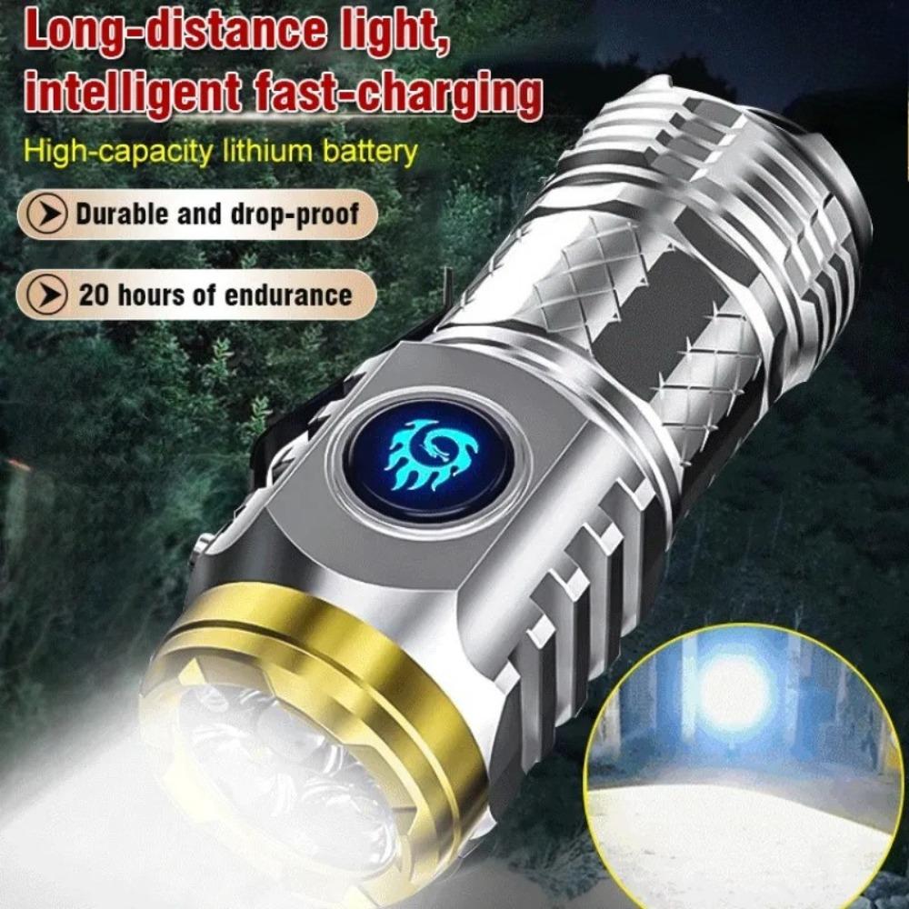 Portable Mini LED Flashlight Powerful 3*Wick Small Pocket Torch Rechargeable Strong Light Lantern Super Bright Cap Clip Lamp