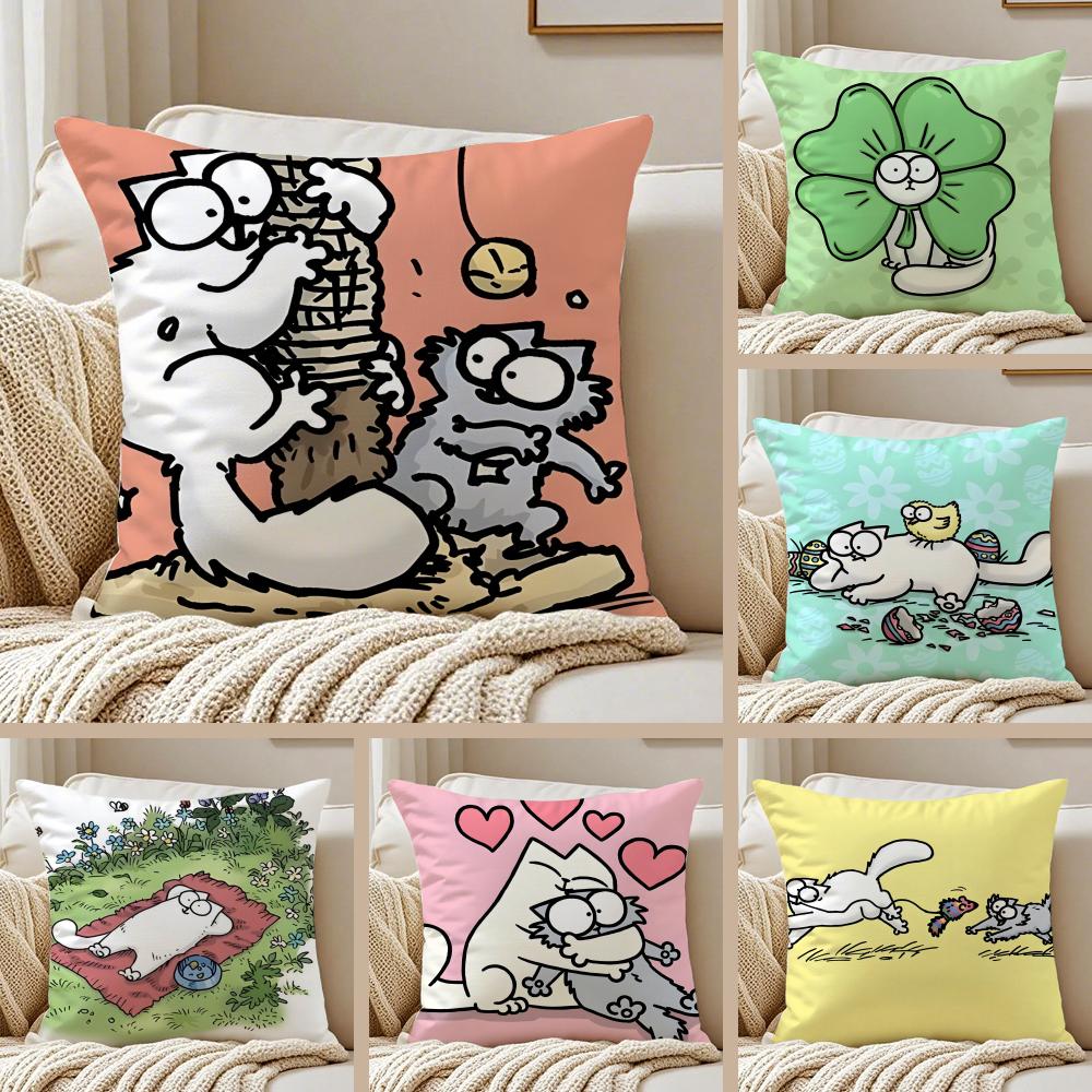 Cute Funny Art SSimons Cat Cushion Cover Pillowcase Antidustmite living Room Sofa Decor Cushion Room