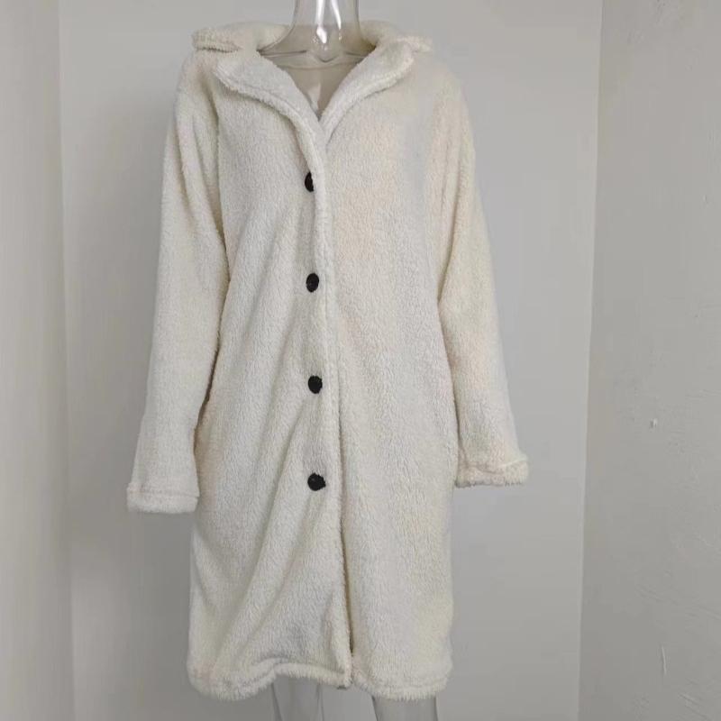 Toamnă și iarnă groasă cu mânecă lungă cu revere jachetă damă plus size fleece din pluș paltoane lungi calde femei lejer casual jachete solide pentru femei 24959