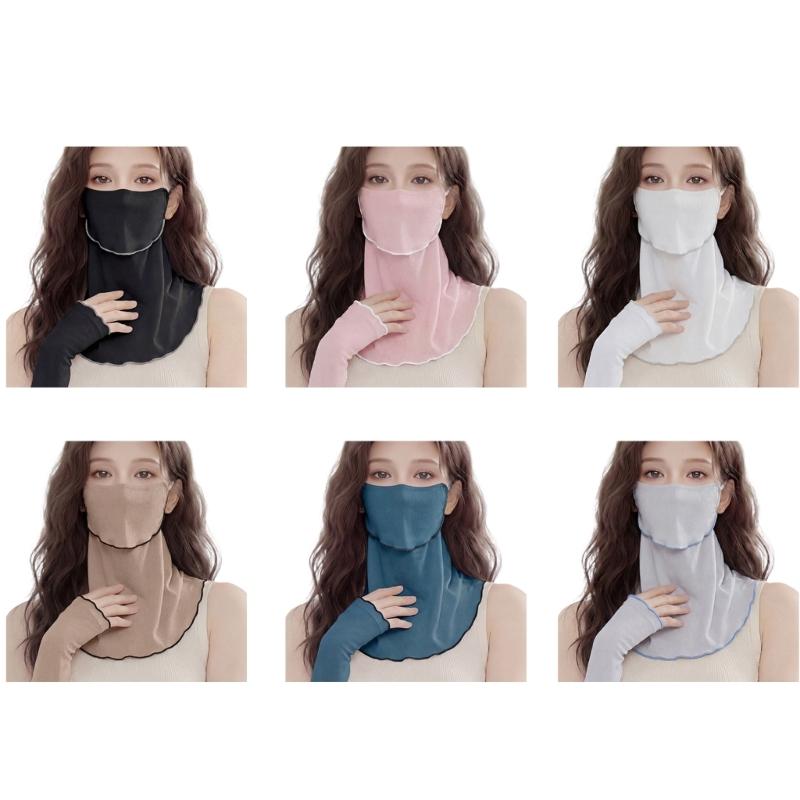 Ruffle Trim Face Cover for Women Sun Protections Half Face Mask with Neck Shielding for Outdoor Cycling Hiking Commuting