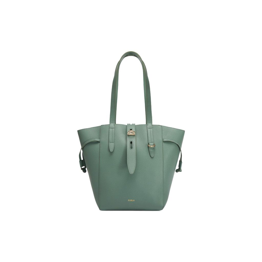 New Furla Net Collection Grain Calfskin Basket Bag, One Shoulder Handbag Medium Women's Pea Green BZT0FUA-HSF000-1996S
