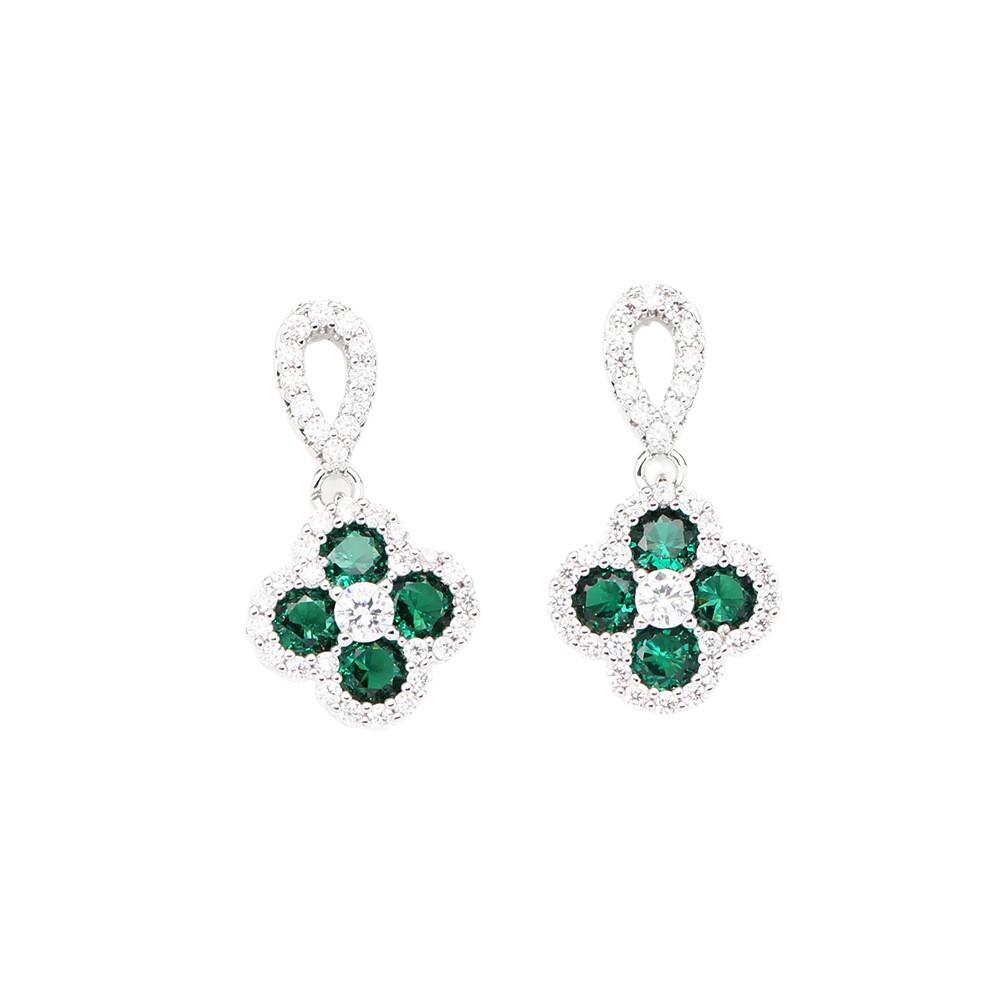 Exquisite temperament, diamond-inlaid red green four-leaf clover earrings, gold-plated, light luxury, 925 silver needle stud earrings, earrings, earri
