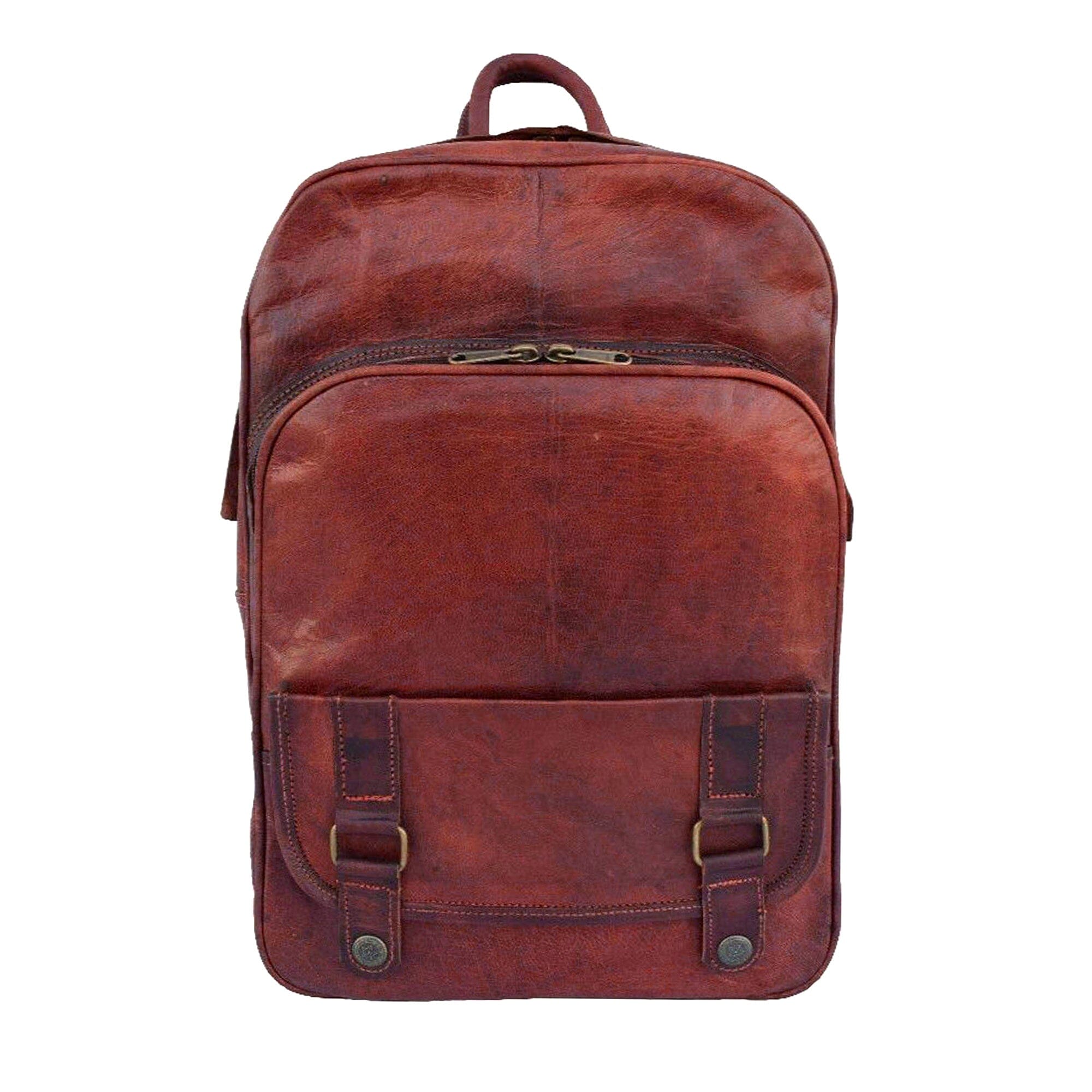 MaheTri The Designer Backpack Genuine Leather Bag For Everyday Use 16 Inch коричневый