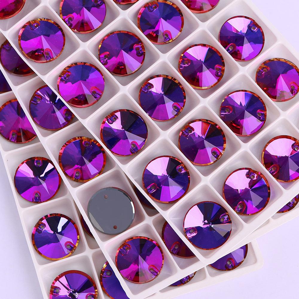High Quality Rivoli 80+ Colors Rhinestones Crystal AB Sew-on Glass Gems Clothing Flatback Sewing Stones Women Bling Bling Shine