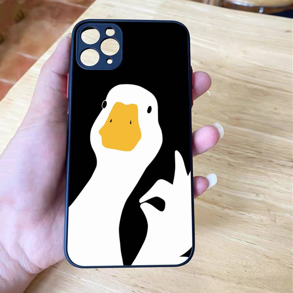 Cartoon Funny Duck Shockproof Matte Phone Case For IPhone 16 15 14 13 12 11 Pro Max X XS MAX Mini