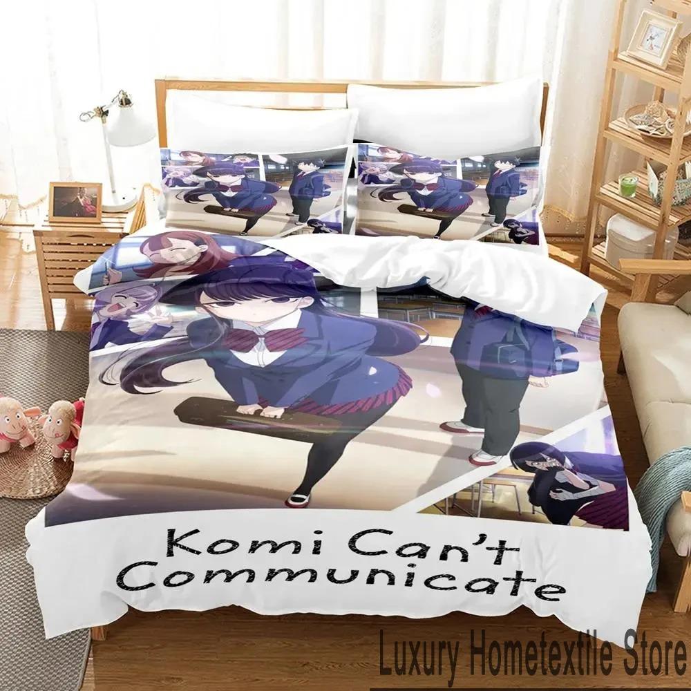3D Print Anime Komi Cant Communicate Bedding Set Double Twin King Duvet Cover Comforter Pillowcase Boys Girls Adults Bedroom