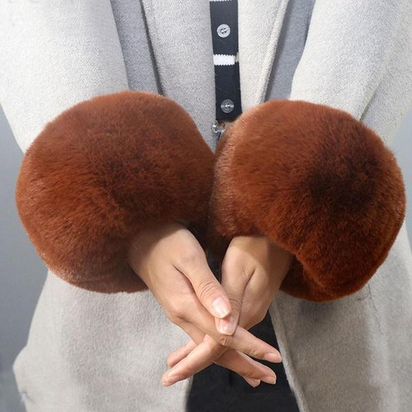 Super Soft Wrist Cuff Sleeves Winter Women Faux Rabbit Fur Warmer Fur Wrist Arm Bracelet Female Accessories