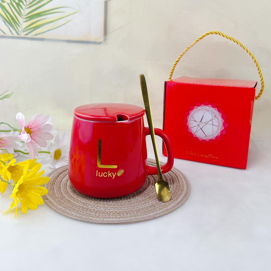 Ceramic Mug Gift Set: Souvenir Mug with Handle and Lid, High-End Luxury Feel, Customizable