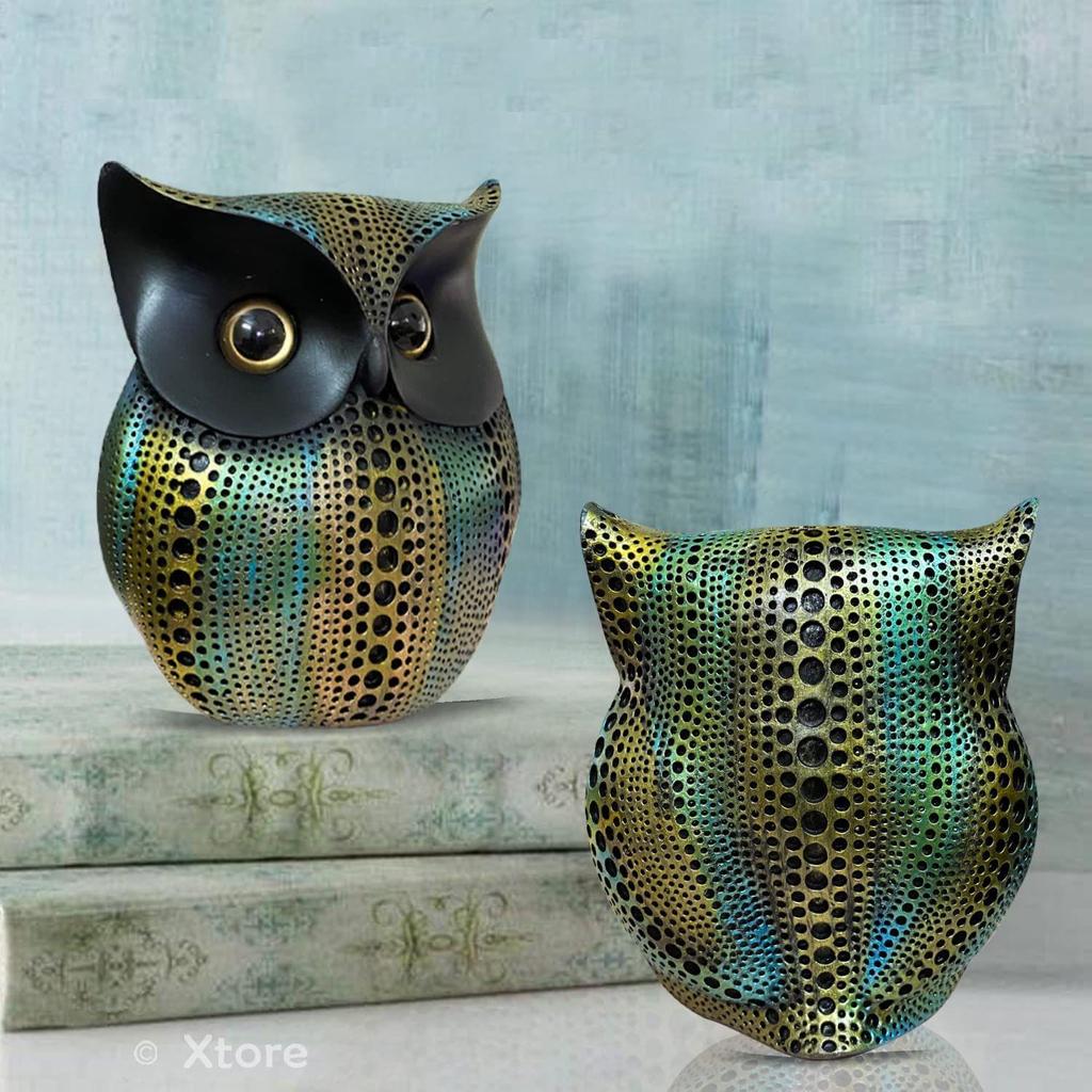 Modern Classy Lucky Owl Resin Art Figure Showpiece -(Pack of 1,Multicolor)